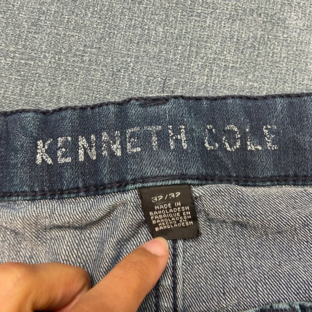 Kenneth Cole Straight Jeans Men 32x30 Blue Denim Distressed Mid Rise Medium Wash